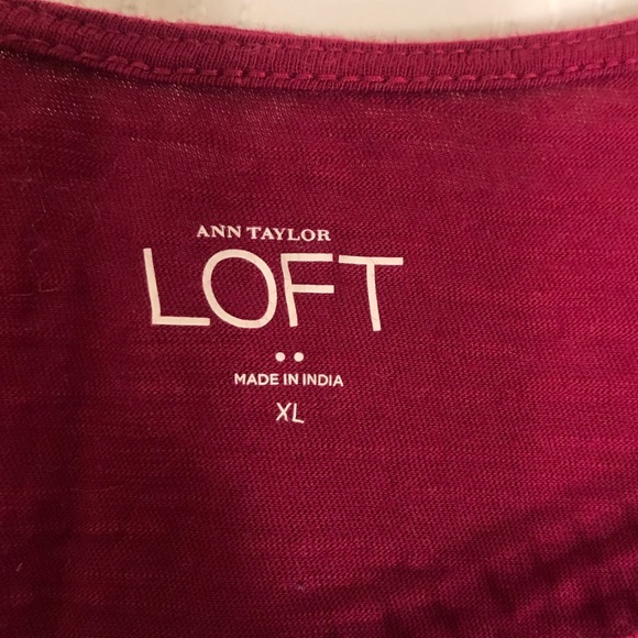 Maroon tank top with crochet neck- LOFT XL - Picture 3 of 3